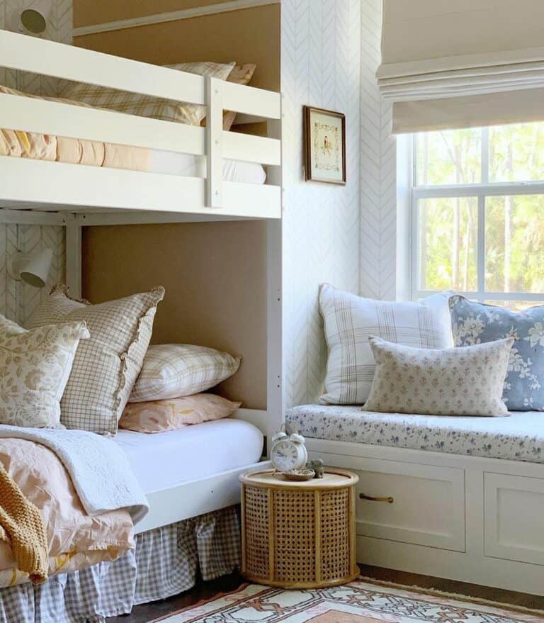 Bunk Bed Bedroom with Window Bench Storage