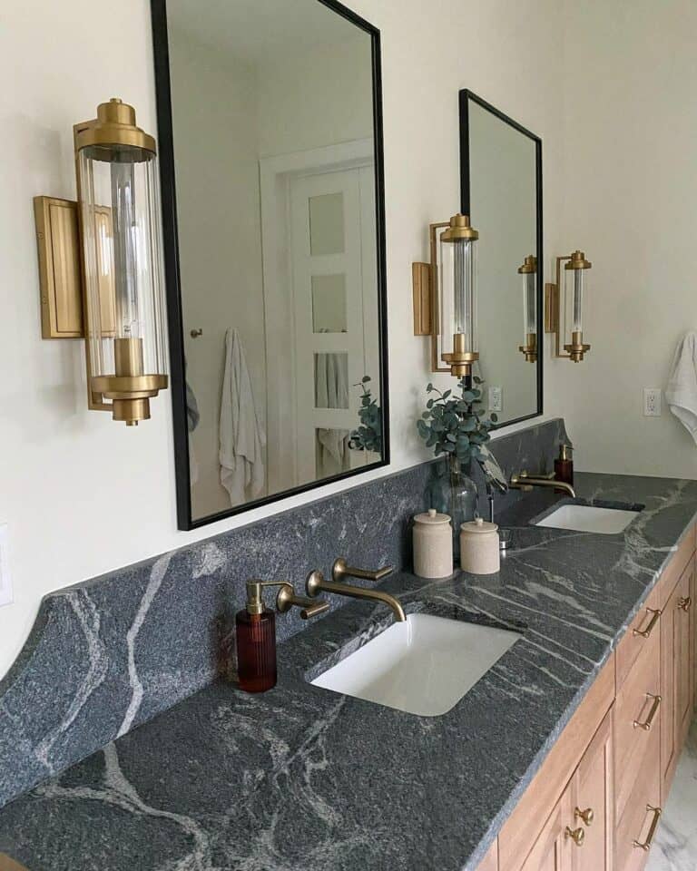 Charcoal Gray Bathroom Countertop Décor
