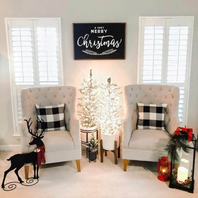 Christmas Accents in American Farmhouse Living Room