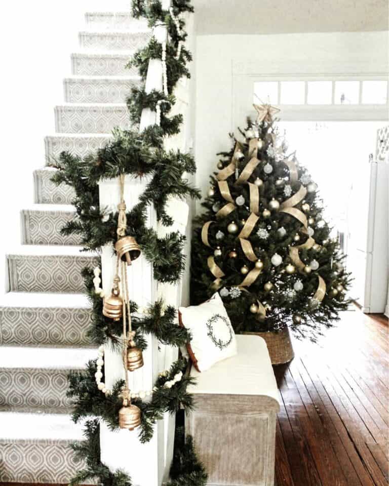 Christmas Décor and Carpet on Stairs