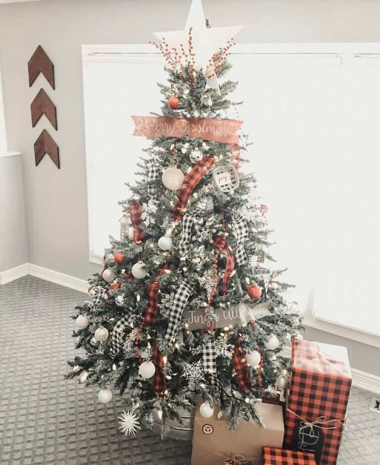 Christmas Tree with Silver Metal Skirt