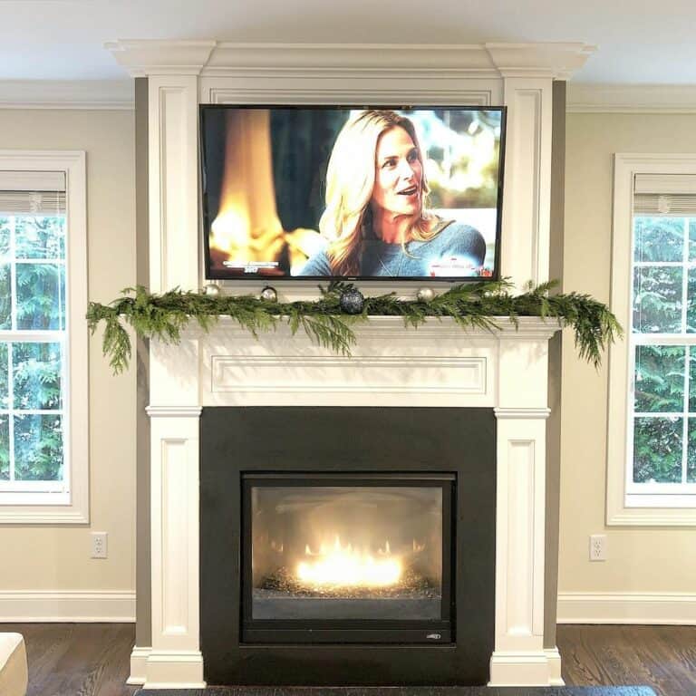Classic Column Fireplace with Television