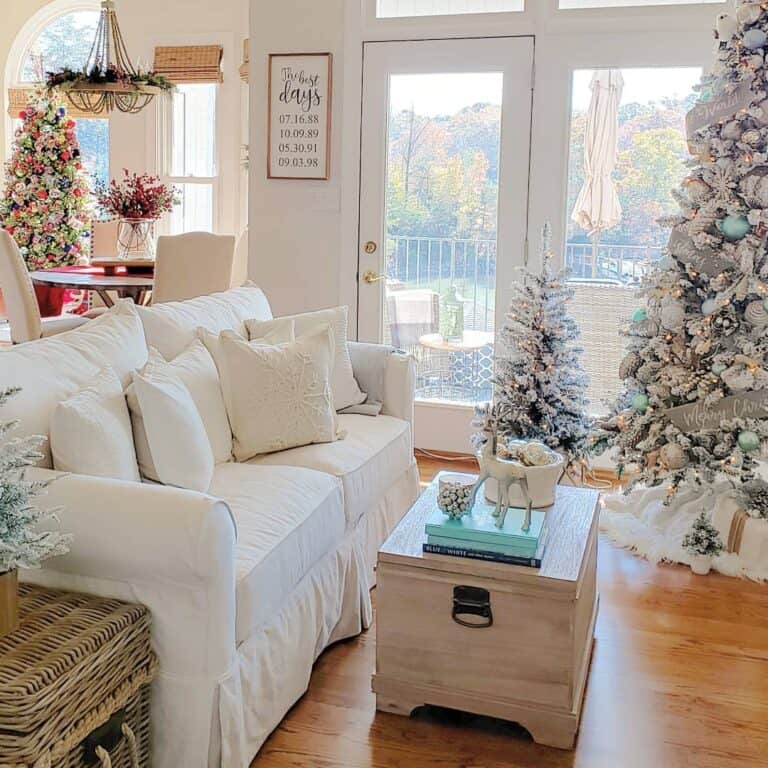 Coastal Inspired Living Room with Christmas Décor
