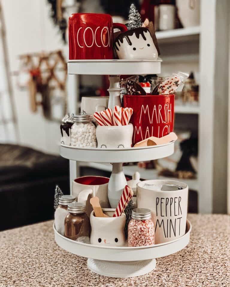 Cocoa and Peppermint Christmas Three-Tier Tray