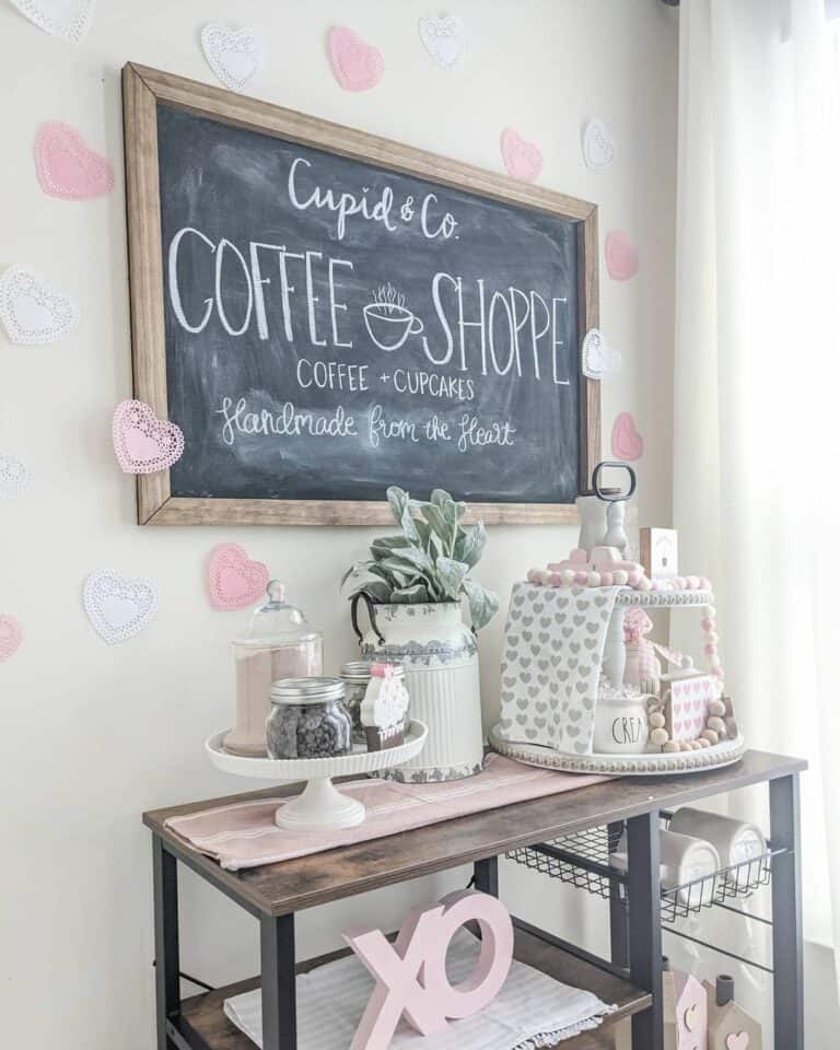 Coffee Bar with Pink Valentine's Day Theme