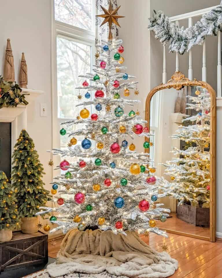 Colorful Ornaments and Tree Skirt Ideas