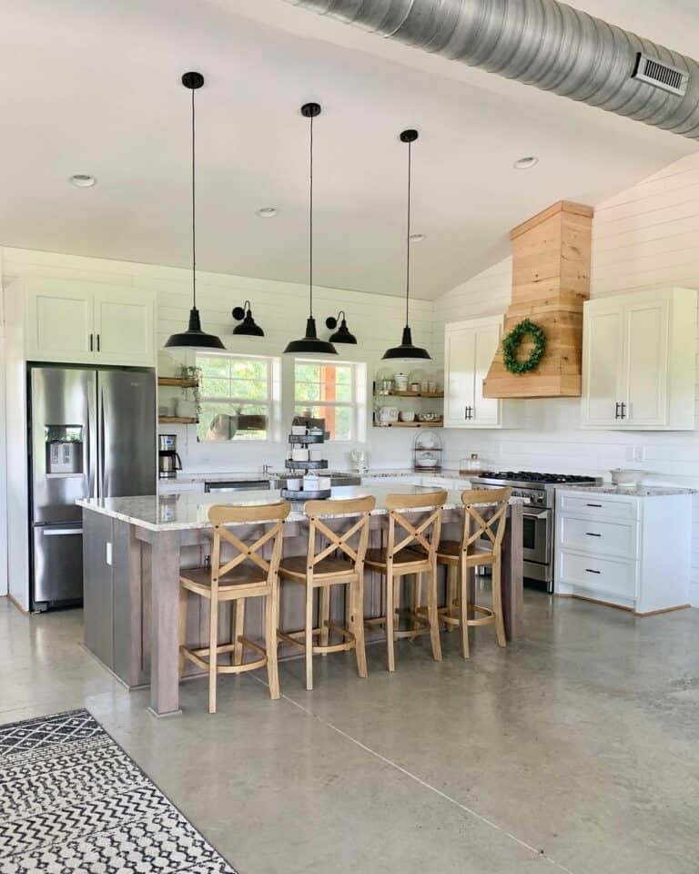Concrete Floors and Wood Kitchen Island