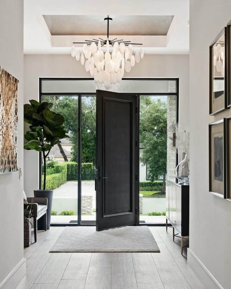 Contemporary Entryway Chandelier in Modern Home