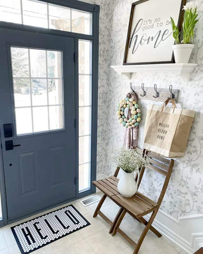 Contrasting Light and Dark Easter Entryway