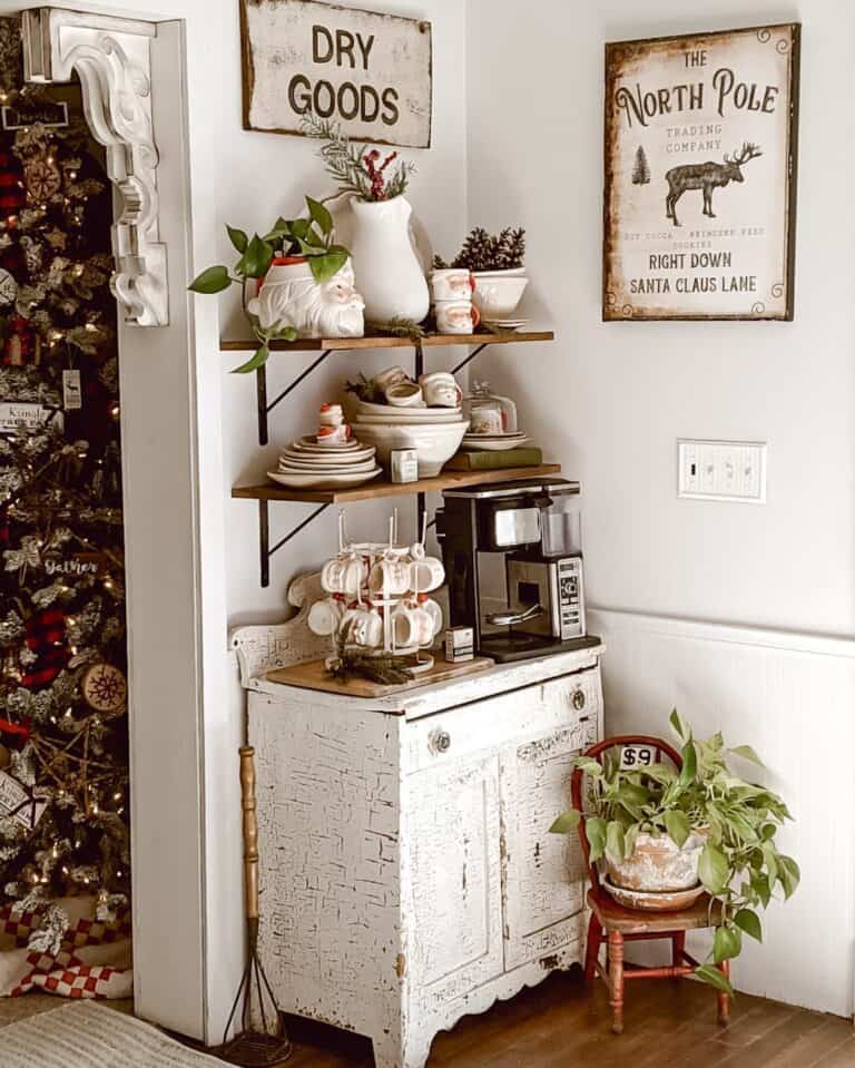 Cozy Coffee Corner with Antique Cupboard