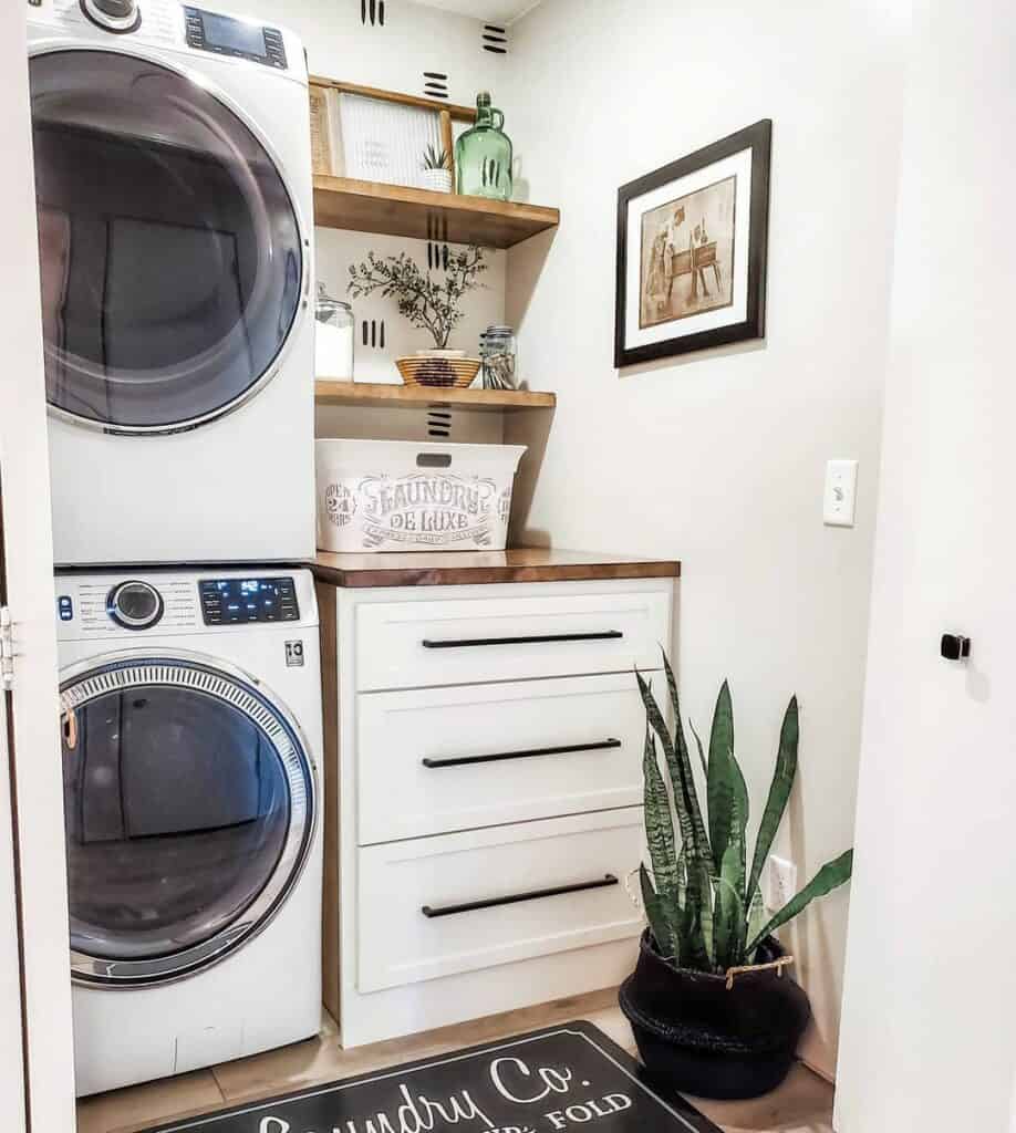 Cozy Laundry Room with Wood Accents