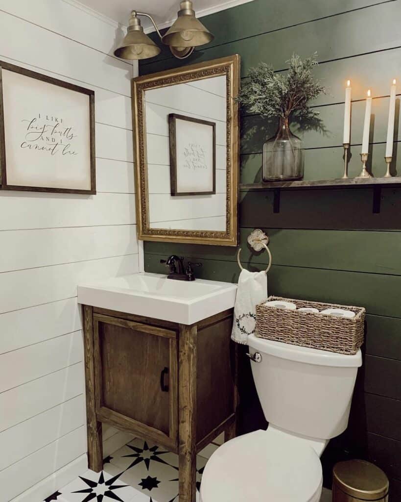 Dark Green and White Shiplap Walls