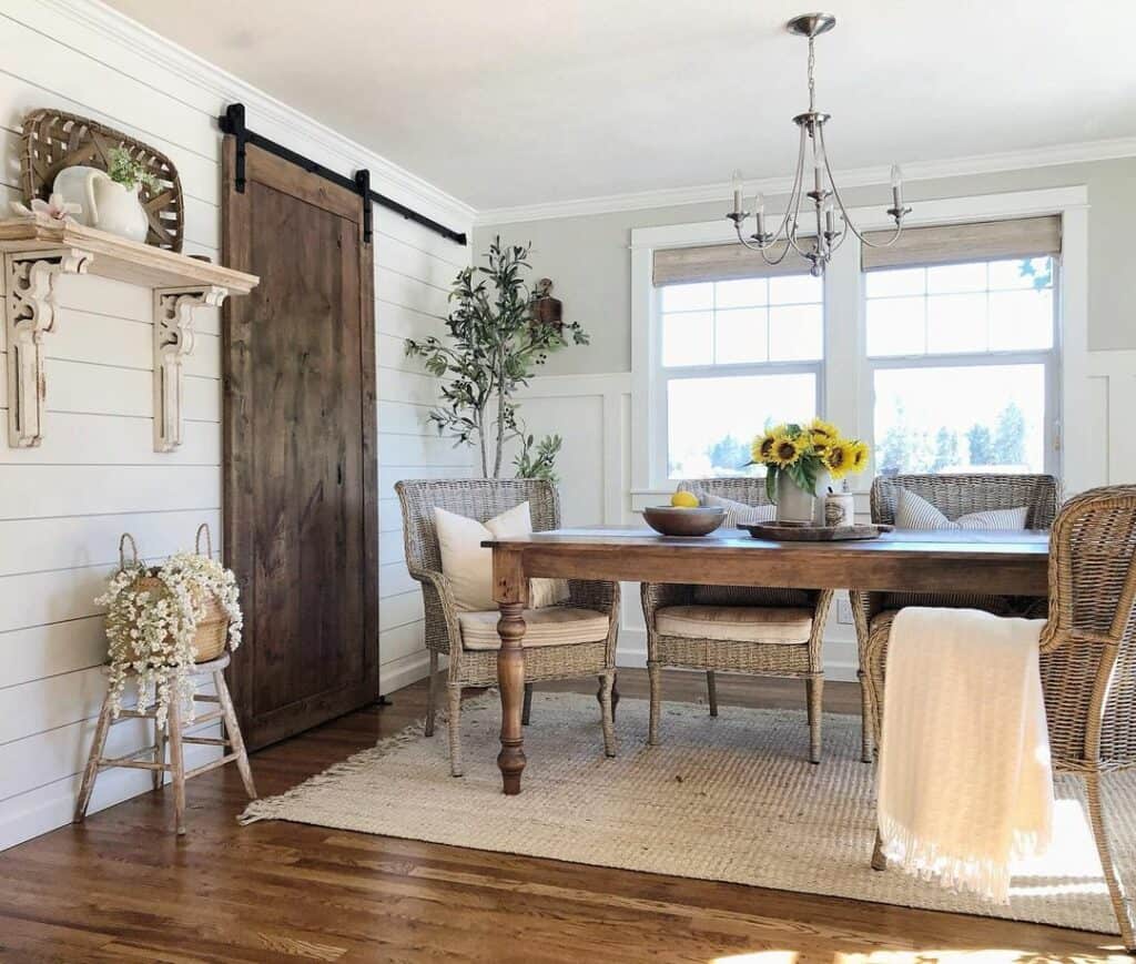 Dark Stained Wood Sliding Door on Black Rail