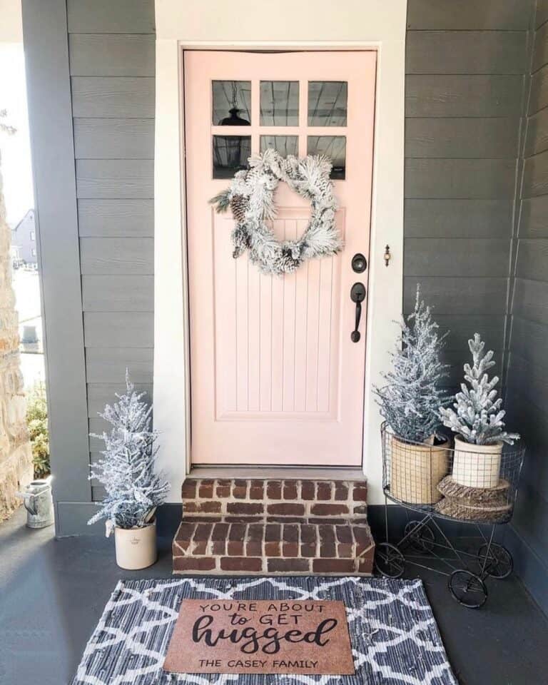 Delightful Pink Door with White Wreath