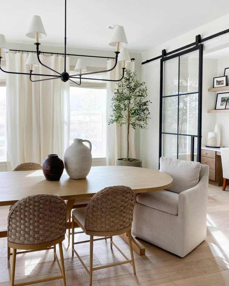 Dining Room Black Barn Door with Glass