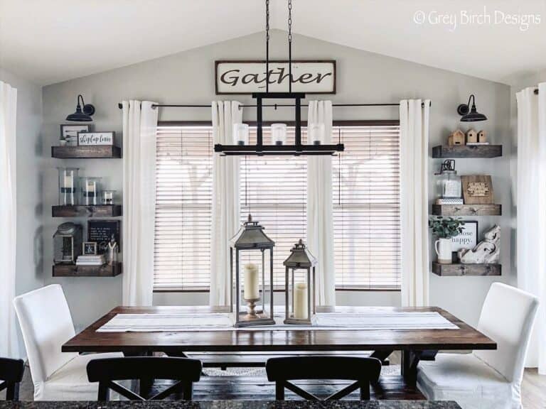Dining Room Table with Lantern Centerpiece