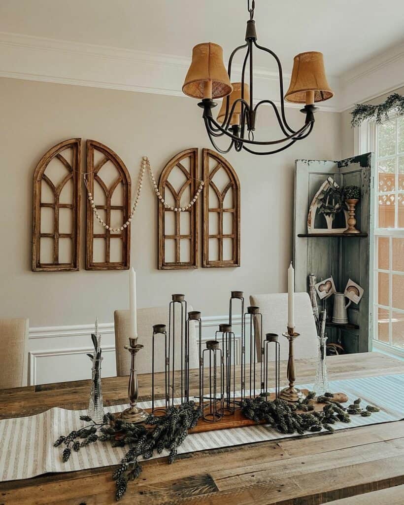 Dining Room with Silver Candle Centerpiece