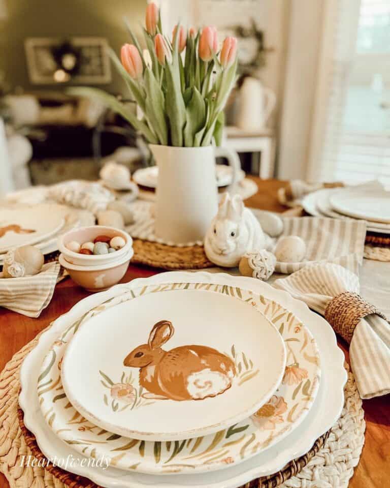 Dining Table Display with Layered Plates