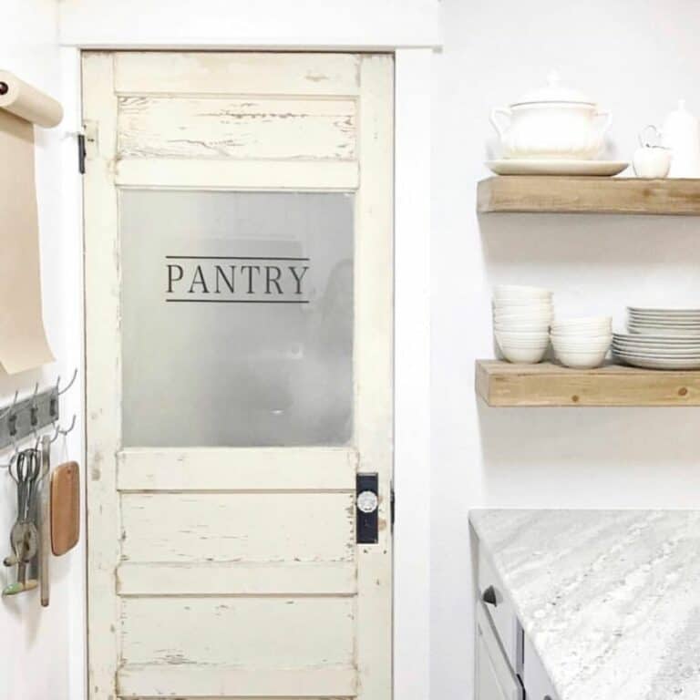 Distressed Frosted Glass Pantry Door