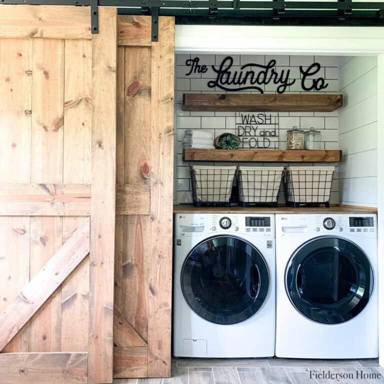 Double Barn Doors for a Laundry Room