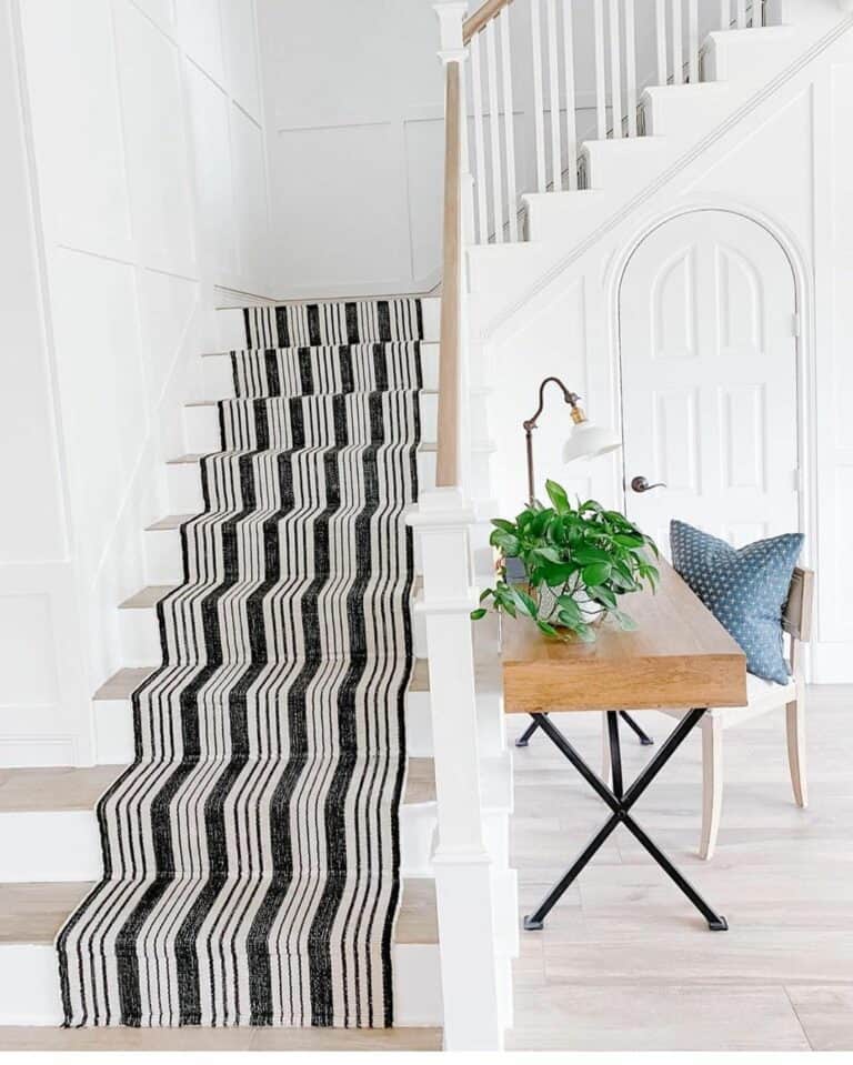 Dramatic Statement with a Black and White Stair Runner