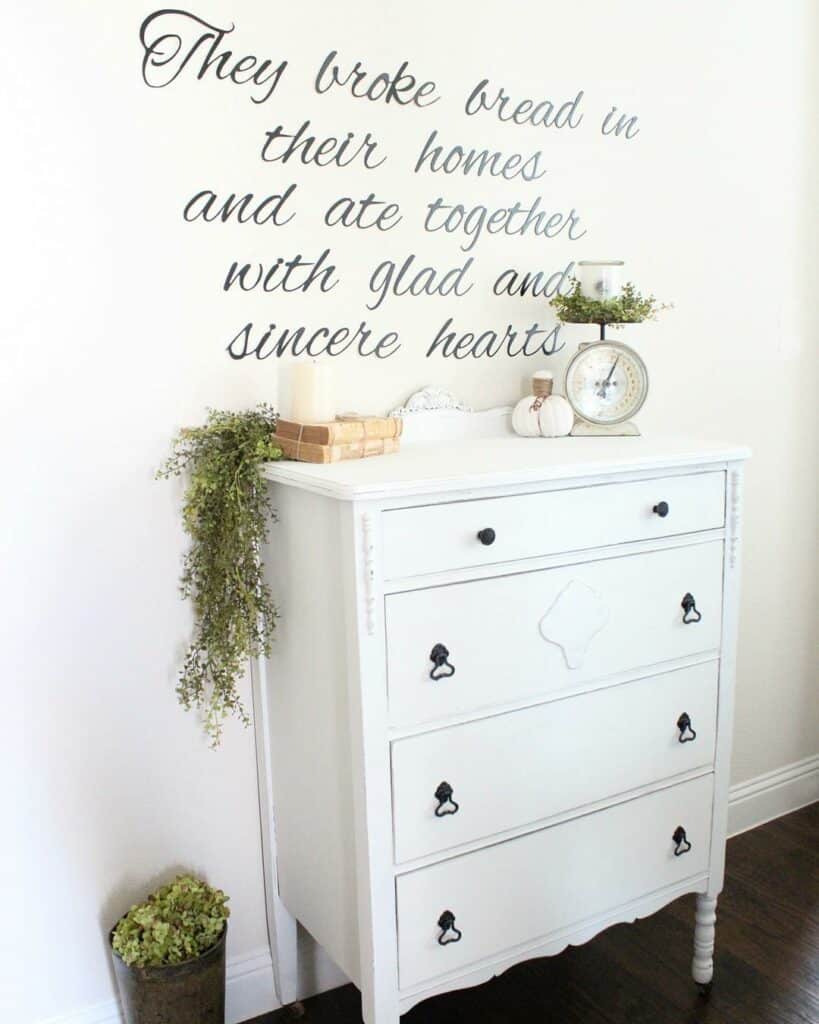 Dresser Décor with Greenery for White Dresser