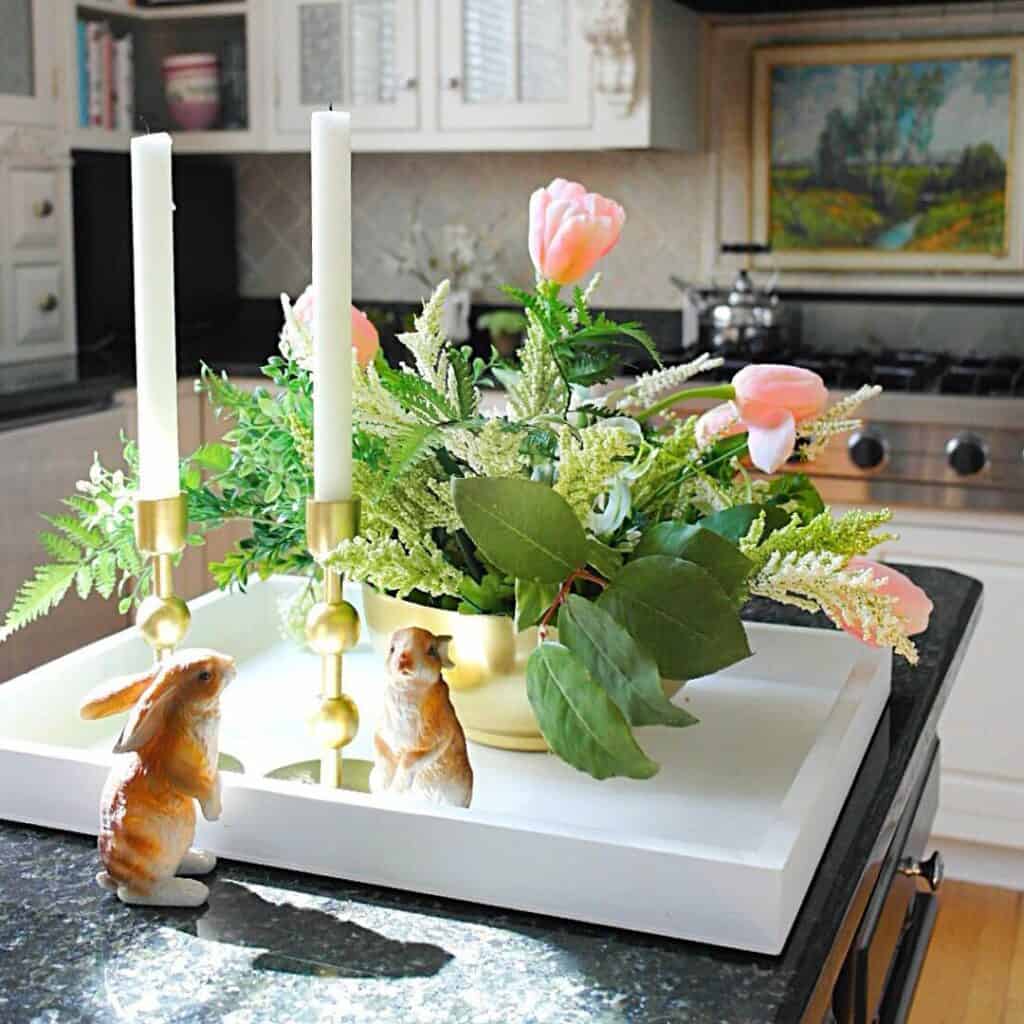 Easter Display with Greenery and Flowers