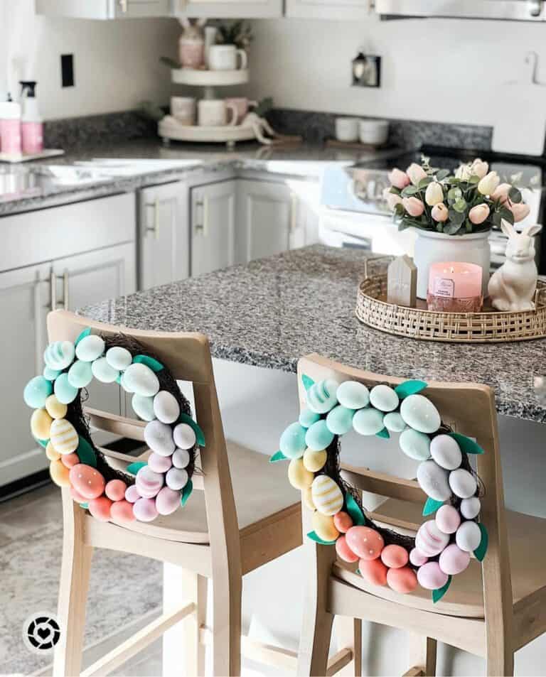 Egg Wreaths on Back of Chairs
