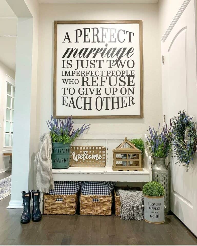 Entryway Bench with Large Farmhouse Sign