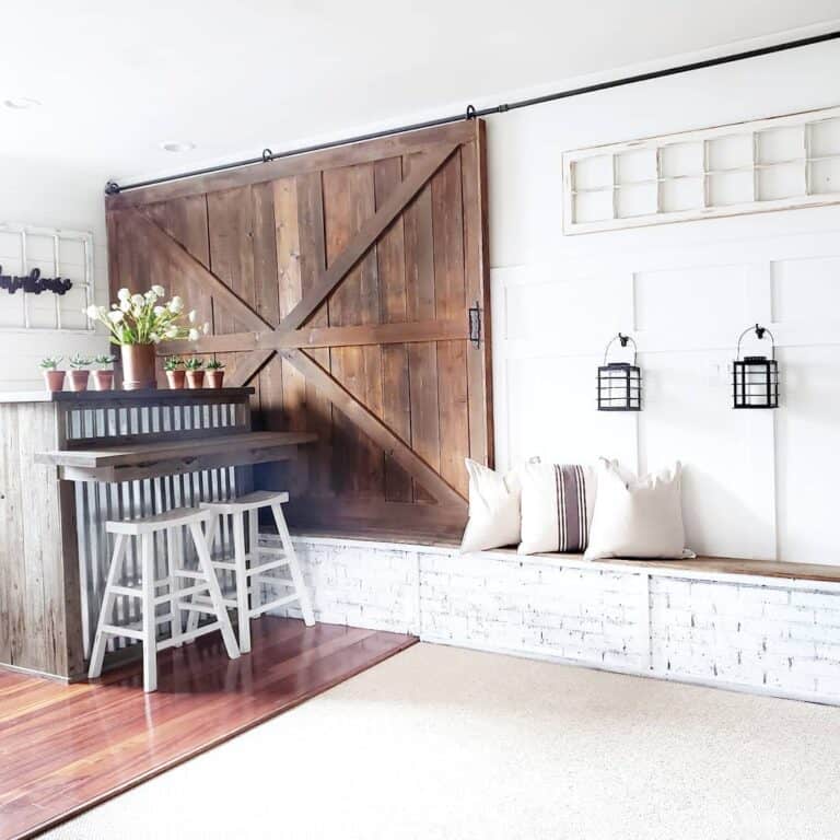Extra Wide Stained Wood Barn Door