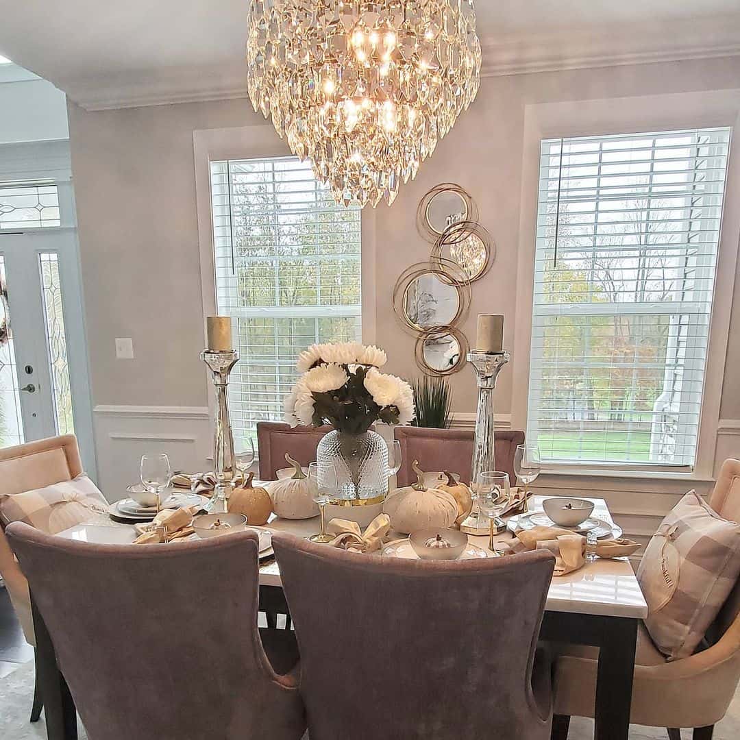 Fall Décor on Illuminated Dining Table - Soul & Lane
