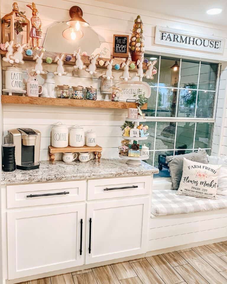 Farmhouse Coffee Station with Easter Theme