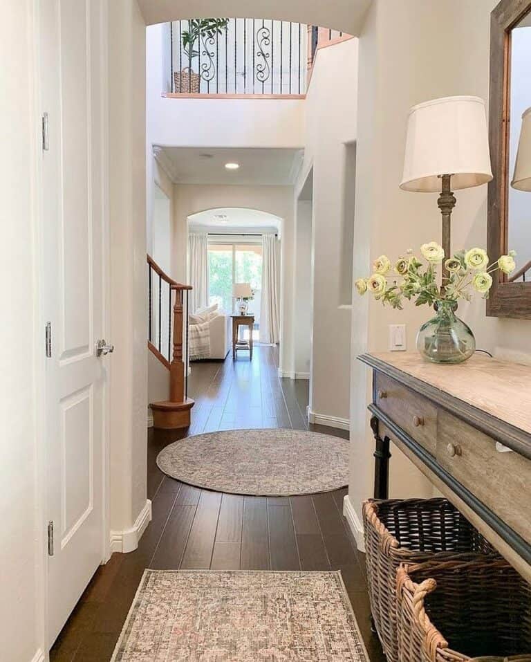 Farmhouse Entryway Hallway with Recessed Lighting