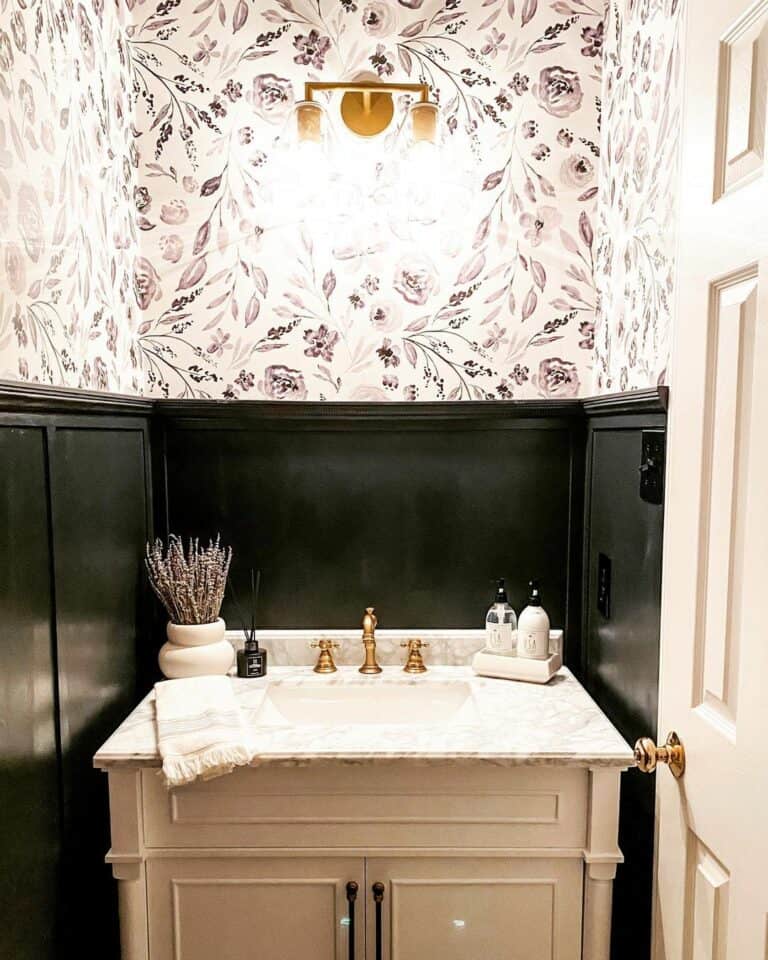 Farmhouse Floral Small Bathroom Wallpaper Ideas
