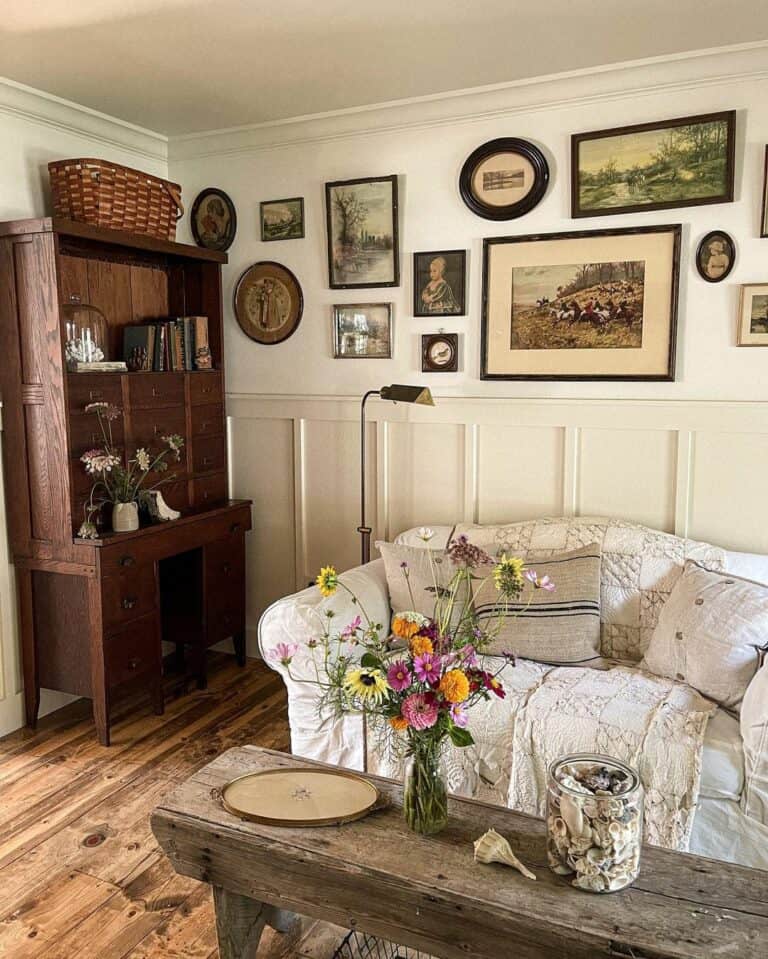 Farmhouse Living Room and Eclectic Gallery Wall