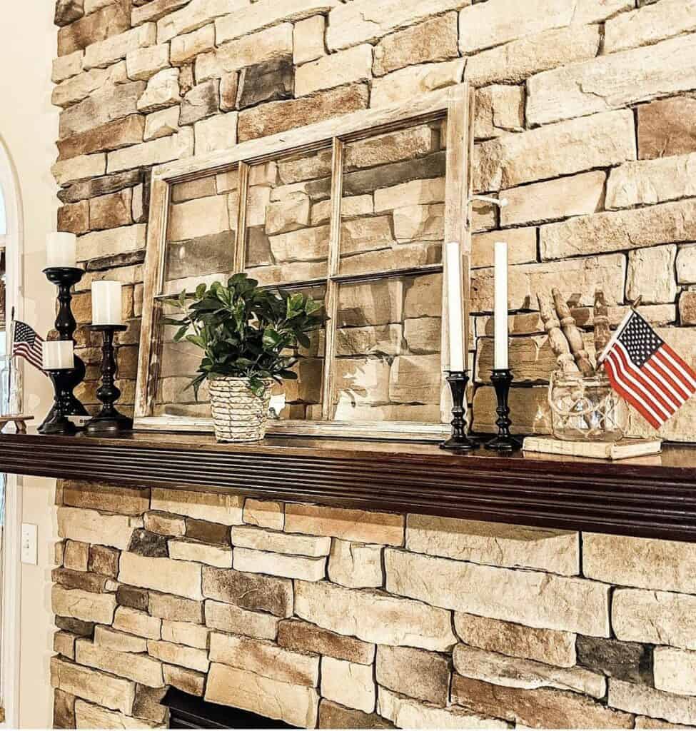 Farmhouse Mantelpiece Featuring Candles