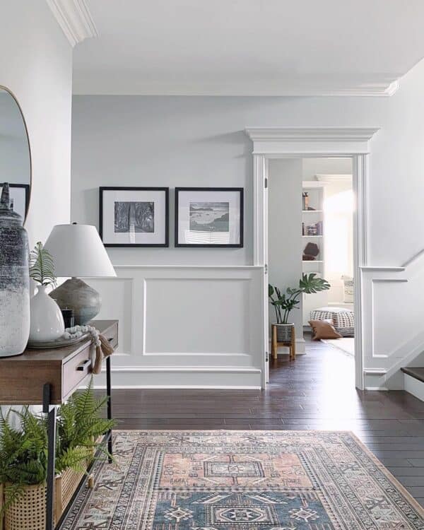 Ferns Along White Wainscoting on a Light Grey Wall Soul & Lane