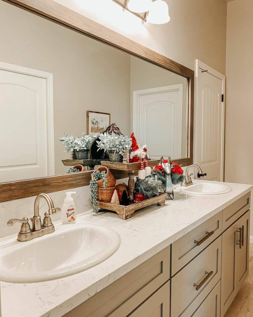 Festive Bathroom Countertop Greenery