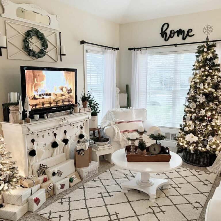 Festive Black and White Living Room