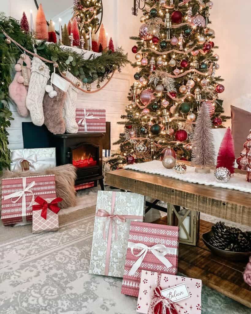Festive Fireplace For Gift Giving
