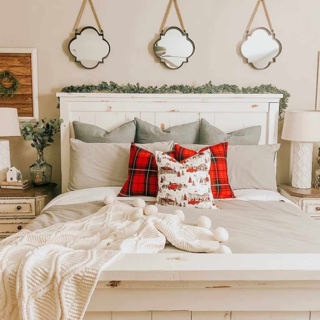 Festive Red Pillows on Light Gray Bedding - Soul \u0026 Lane, image size:1024x1024