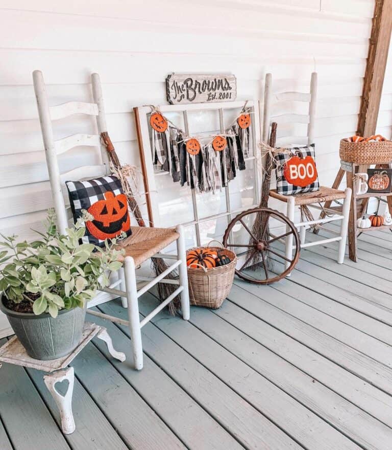 Front Porch with Halloween Vignette