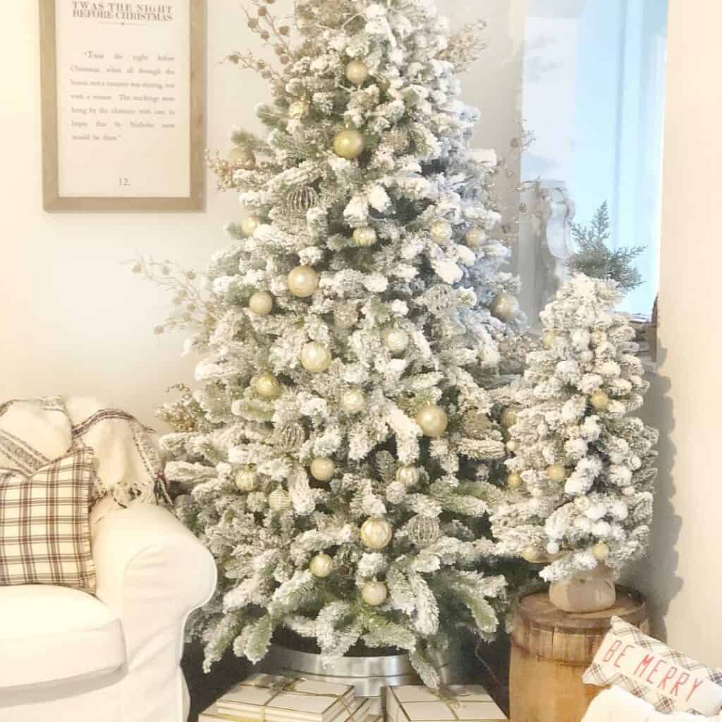 Frosted Christmas Tree with Silver Tree Collar