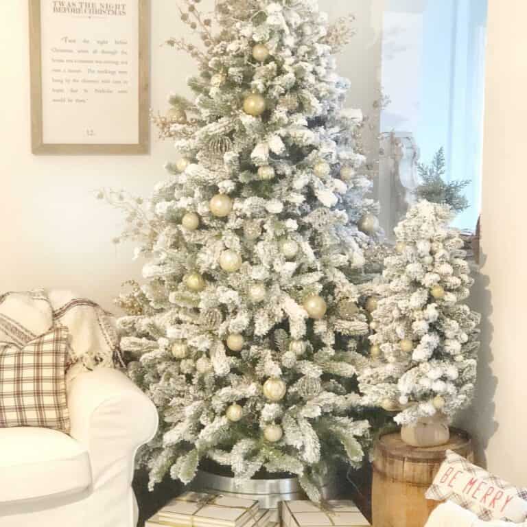 Frosted Christmas Tree with Silver Tree Collar