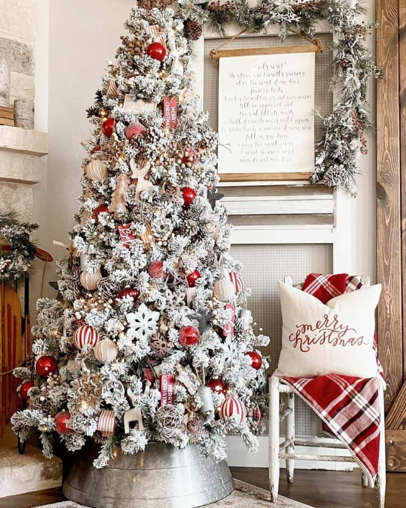 Frosted Tree with Galvanized Metal Collar - Soul & Lane