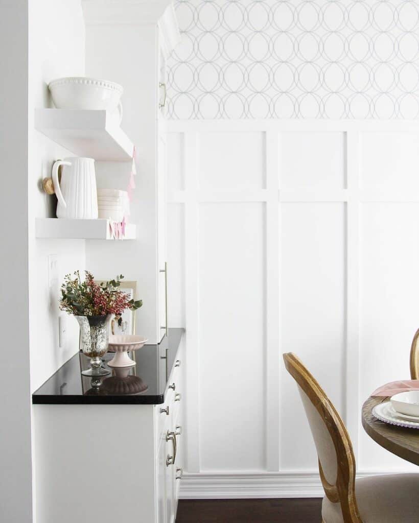 Geometric Wallpaper with Board and Batten Accent Wall