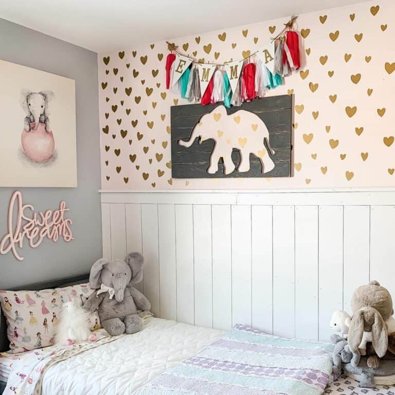 Girl's Room with Elephant Wall Art