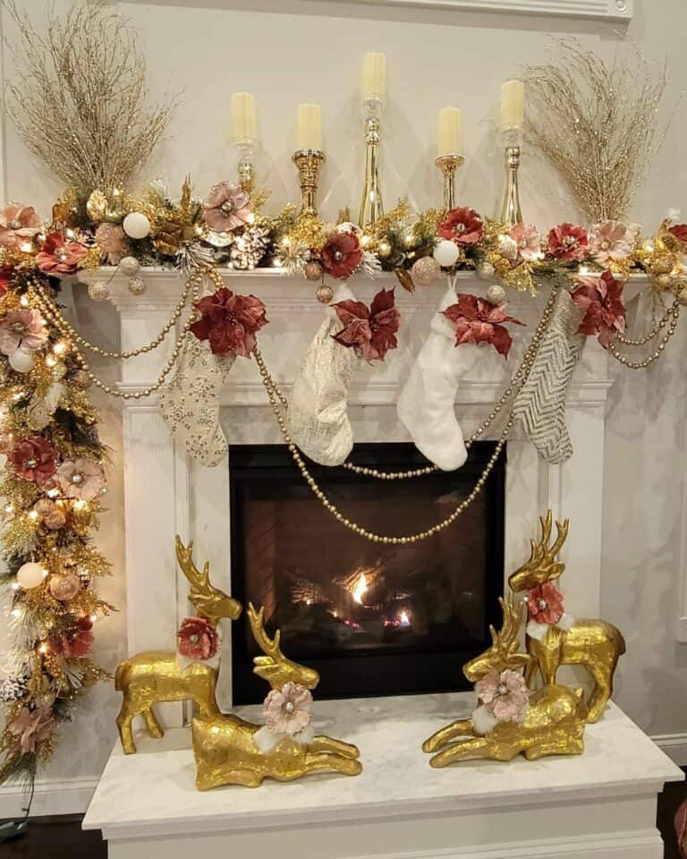 Glittering Garland and Gold Ornaments