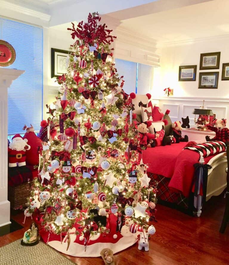 Gloriously Whimsical Bedroom Christmas Tree