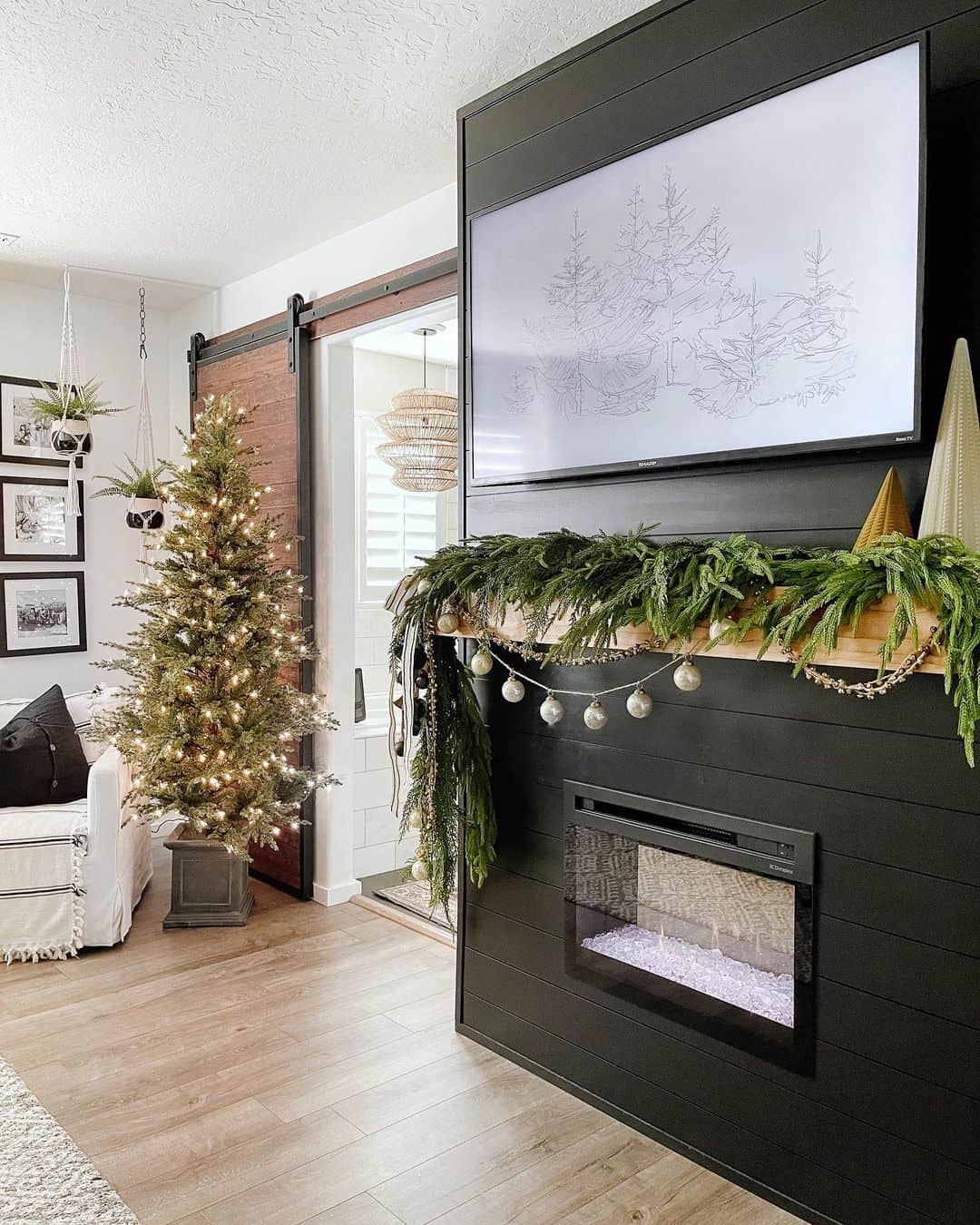 Glossy Black Shiplap Inset Fireplace Soul & Lane